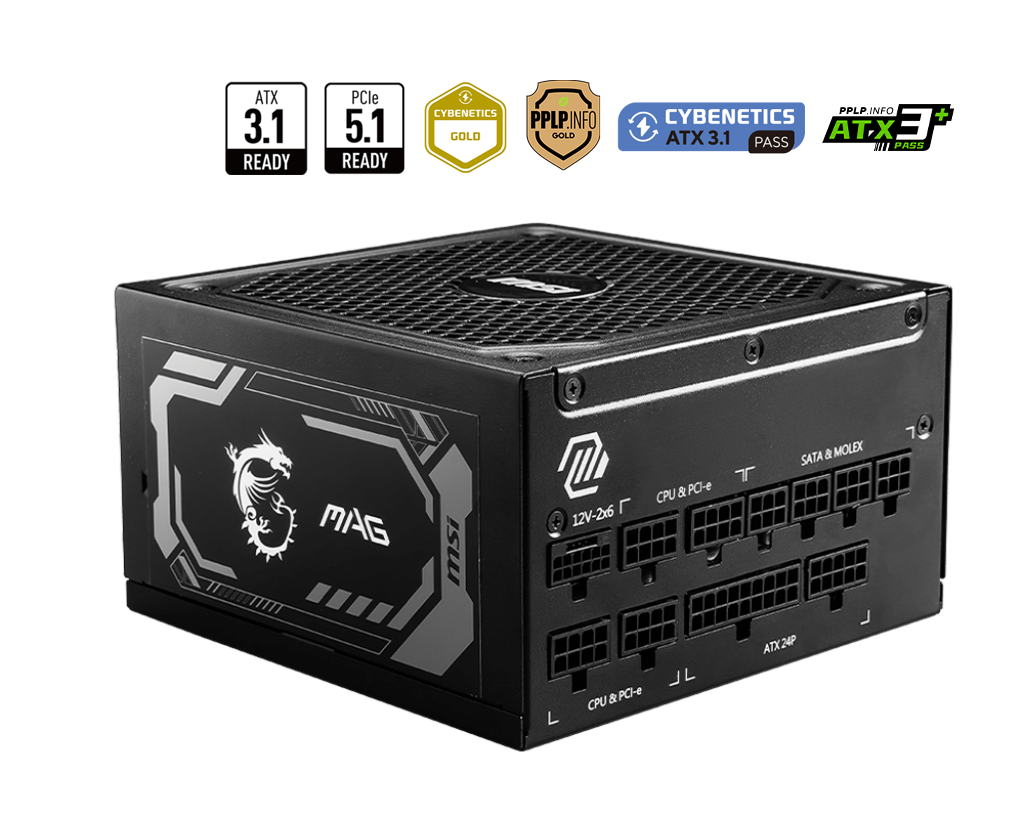 MSI MAG A1000GL PCIE5 ATX 3.1 SMPS 1000 Watt SMPS