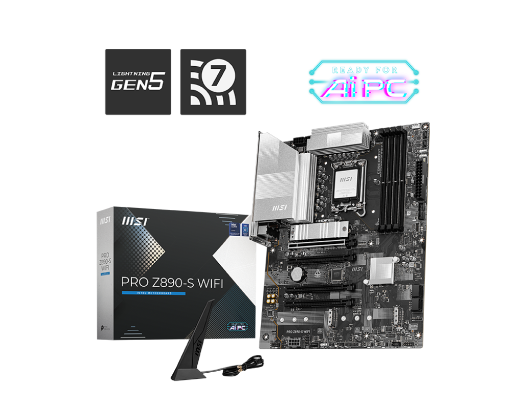 MSI PRO Z890-S WIFI, Thunderbolt 4, DDR5, PCIe 5.0 M.2 Motherboard