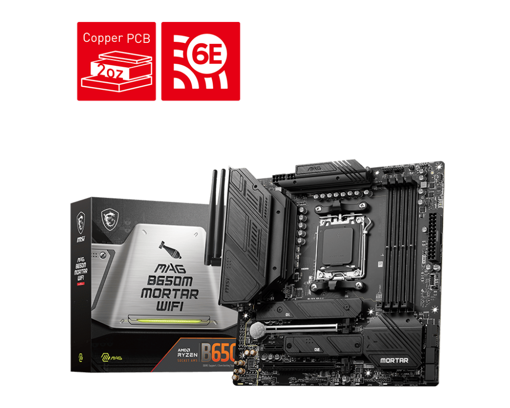 MSI MAG B650M MORTAR WIFI Motherboard - AMD Ryzen Support