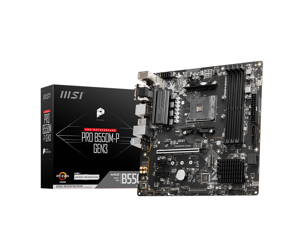 MSI PRO B550M-P GEN3 AM4 Motherboard with Dual Memory Channel and 4 DIMM Slots