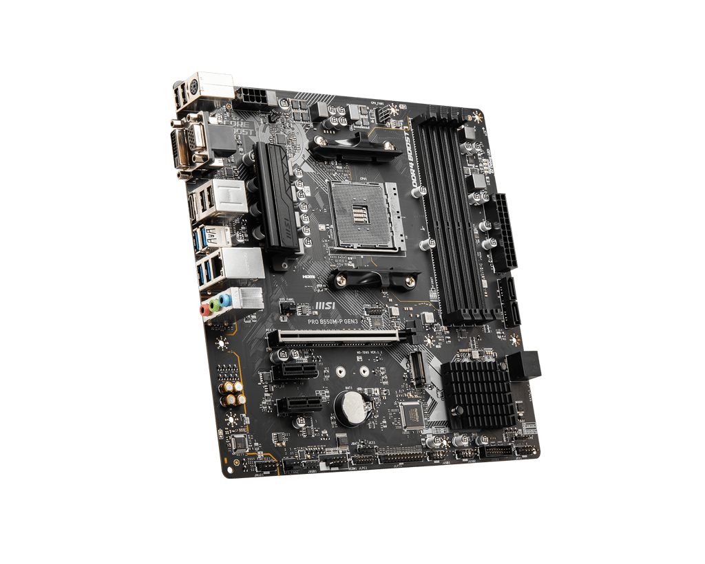 MSI PRO B550M-P GEN3 AM4 Motherboard with Dual Memory Channel and 4 DIMM Slots