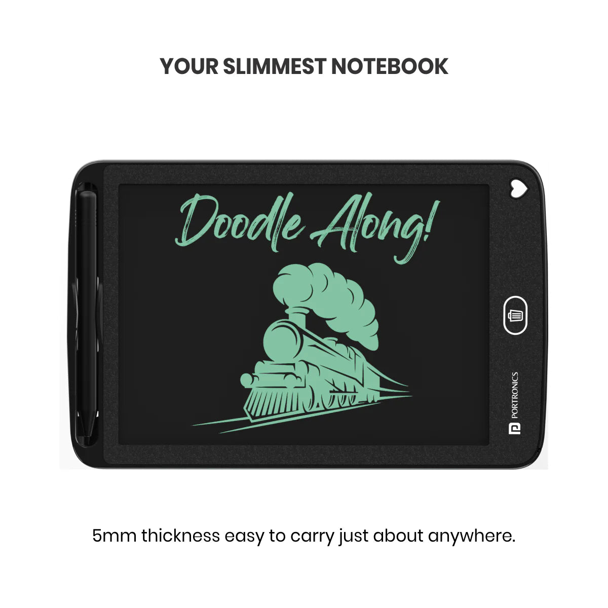PORTRONICS Ruffpad 8.5E Re-Writable LCD Writing Pad | Monocolor LCD | One-Tap Erase | 8.5 Inches Screen | Smart Lock - | Buy Online at Shwetha Computers