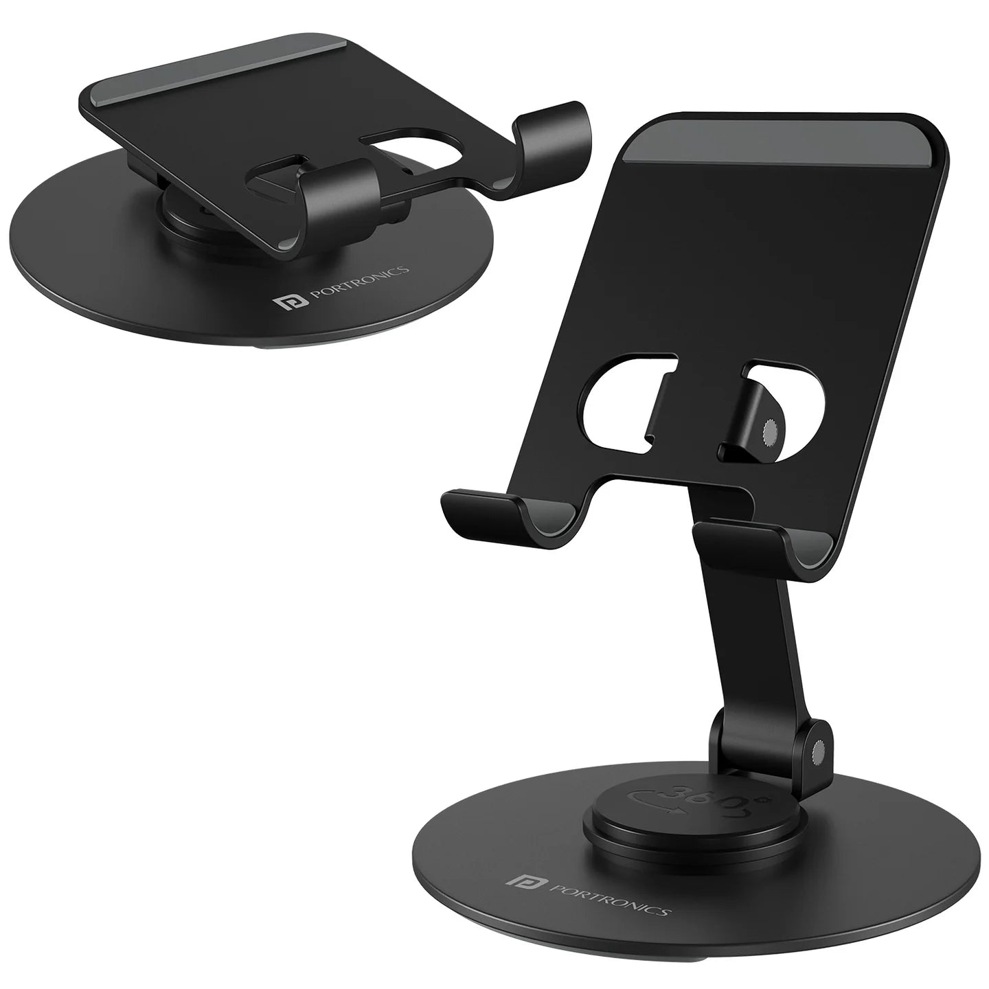 PORTRONICS Mobot 4 360*Degree Universal Mobile Holder | 2 Way Adjustable | 4-6.5 Inch Compatible Device | Aluminium Body| Portable & Foldable