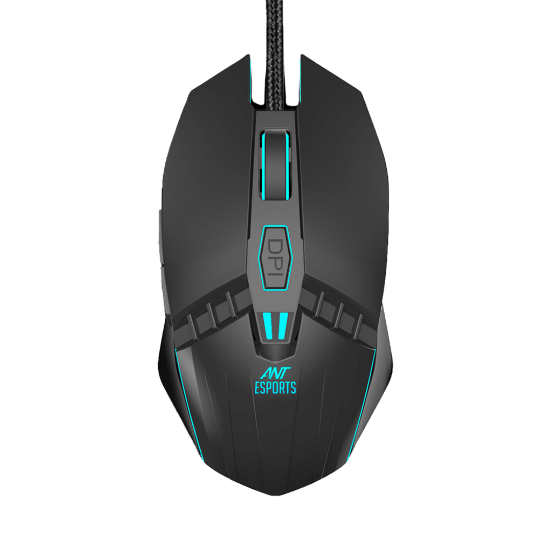Ant Esports GM50 Wired Optical Gaming Mouse - Black, 3600 DPI, Multicolor LED, Gold Plated USB
