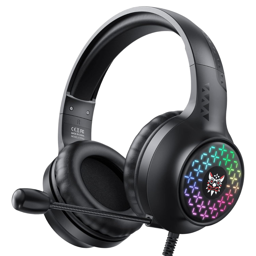 ONIKUMA X7 Pro Over-Ear Gaming Headset with Deep Bass and RGB LED - Black 400g Headphone Compatibility: PC, Android, Windows, iOS