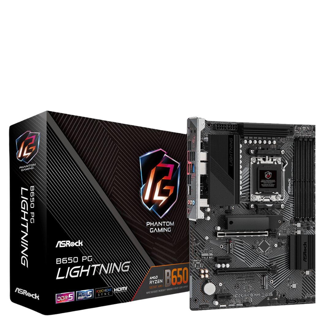 ASRock B650 PG Lightning Motherboard with PCIe Gen5, Dual Channel DDR5, and 2.5G LAN