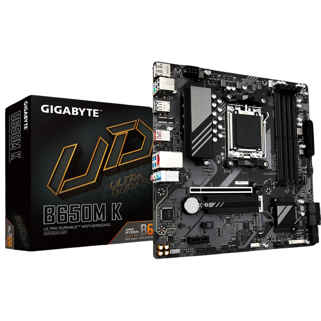 Gigabyte B650M K Micro ATX Motherboard for AMD Ryzen™ 7000/8000 CPUs with DDR5 Support, PCIe 4.0, 2.5GbE LAN, Realtek Audio, and USB 3.2 Gen 2