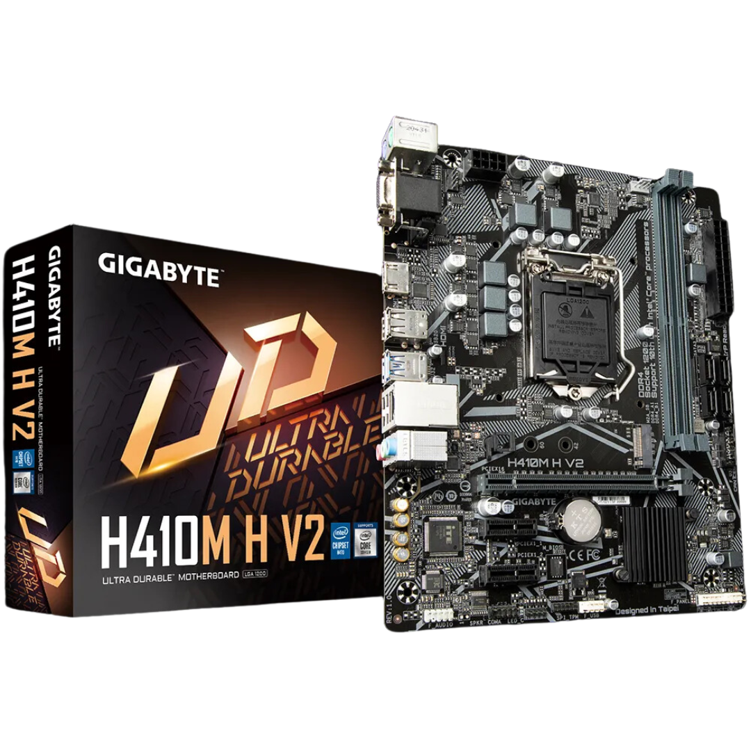 Gigabyte H410M H V2 Micro ATX Intel Motherboard - 10th Gen CPU Support, Intel HD Graphics, Realtek Audio, Intel GbE LAN, M.2 and SATA support