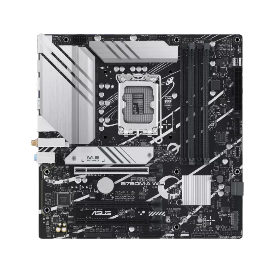 Asus Prime B760M-A WiFi Motherboard - Intel Socket LGA1700, DDR5 128GB, PCIe 4.0, 2.5Gb Ethernet, Aura Sync