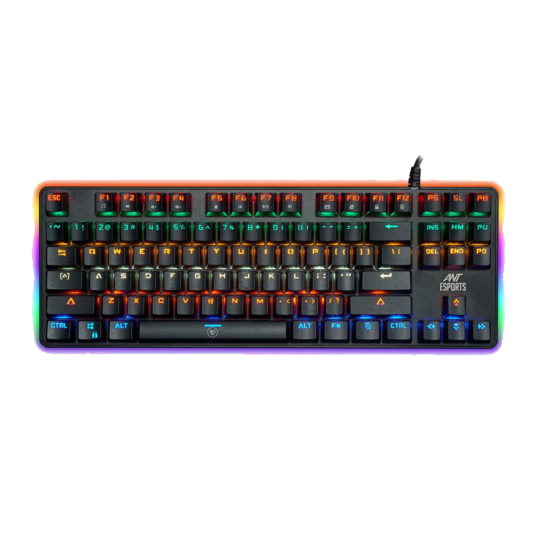 Ant Esports MK1000 Mechanical Gaming Keyboard Black LED Win10 iOS 87 Keys Aluminum ABS 1 Year Warranty