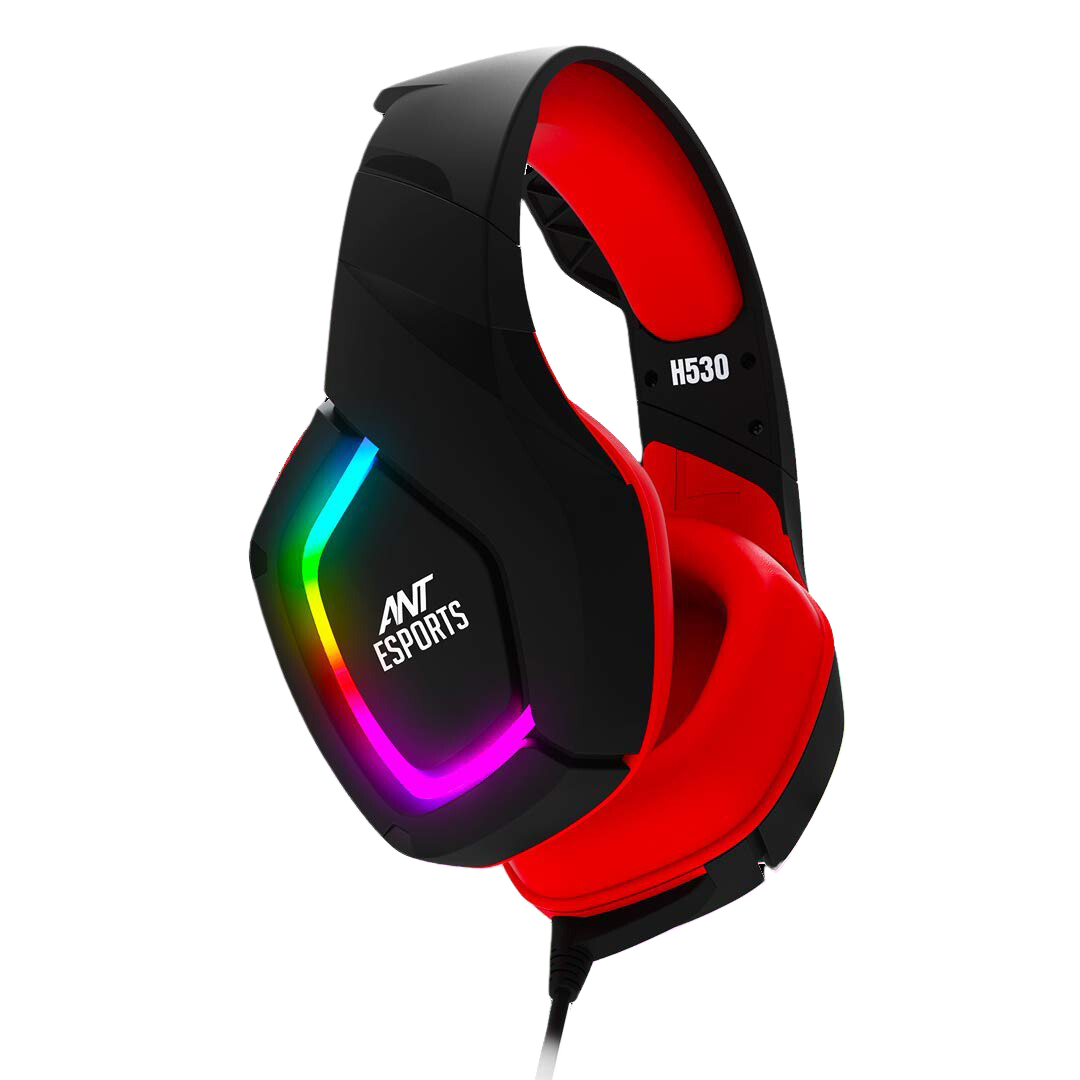 Ant Esports H530 RGB Gaming Headset - Black Red 40mm 20Hz-20Khz 32? Microphone 2.0M Cable LED DC5V 1 Year Warranty