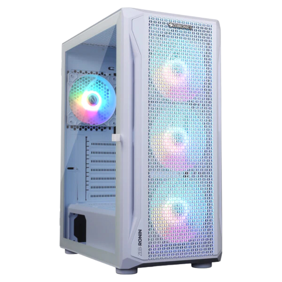 Zebronics Ronin Mid Tower Computer Case - EATX/ATX/mATX, Tempered Glass Side Panels, ARGB LED Fan, Max Drive Support, 320mm VGA Size