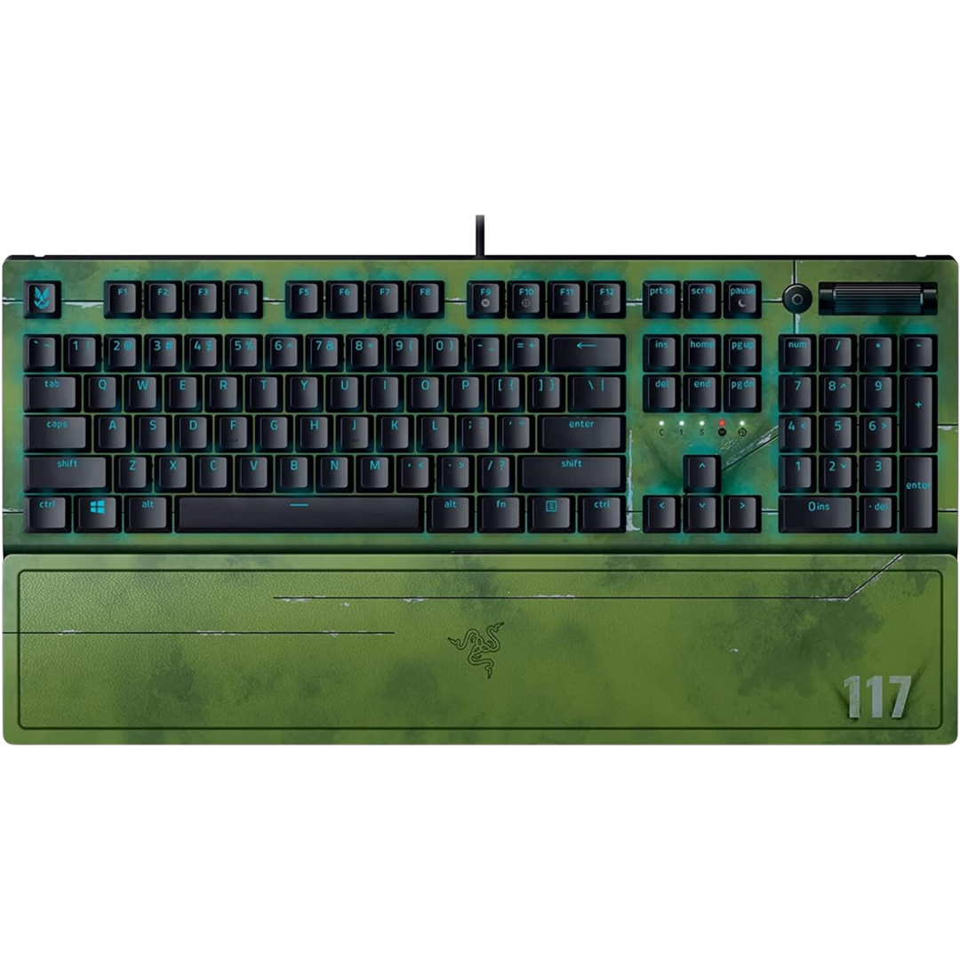 Razer BlackWidow V3 Halo Infinite Edition Gaming Keyboard, RZ03-03542600-R3M1, Razer™ Green Mechanical Switch, RGB Backlighting, Full Size, Wrist Rest, Doubleshot ABS Keycaps, 2 Year Warranty