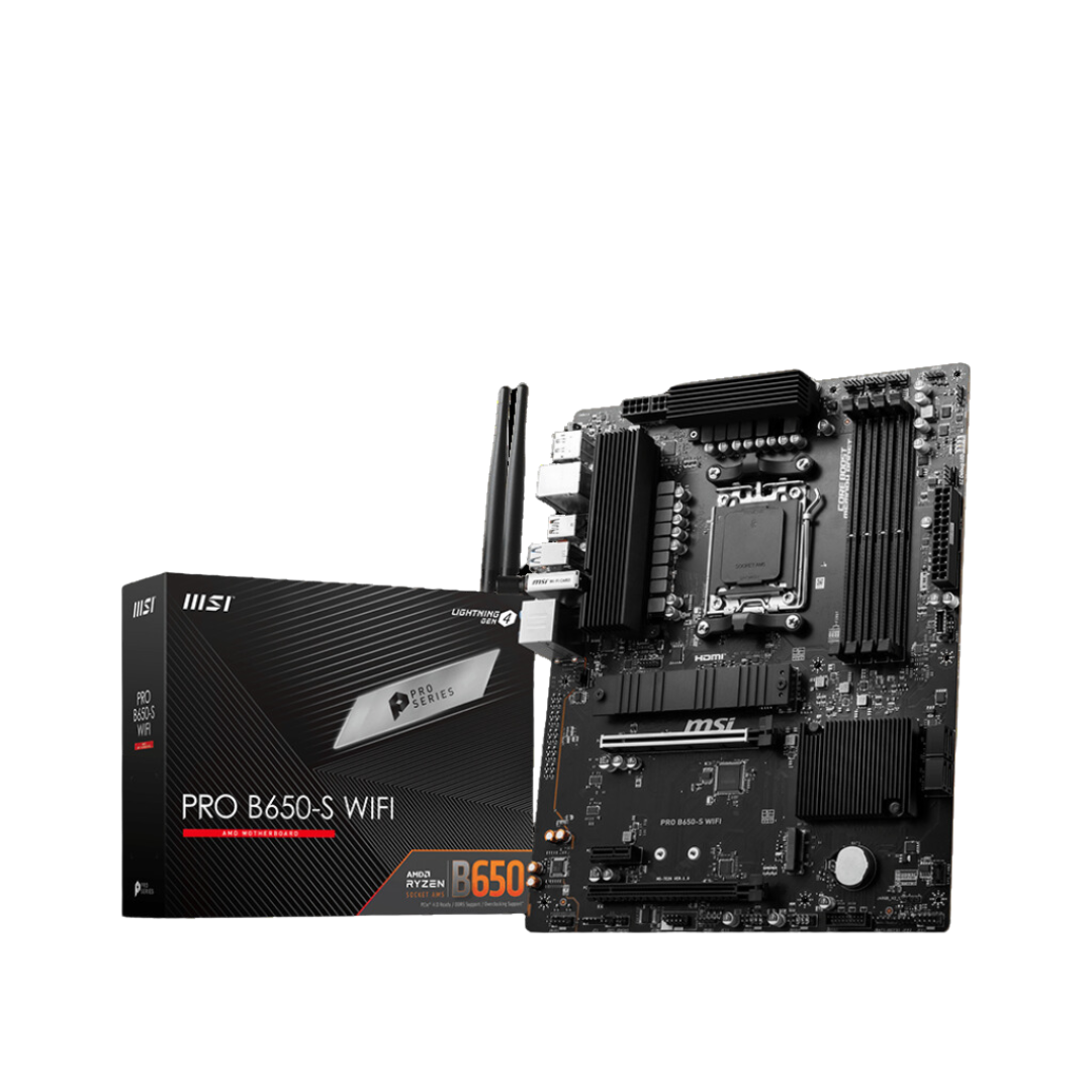 MSI Pro B650-S Wifi Motherboard: AMD Ryzen Support, DDR5 Memory, HDMI 2.1, PCIe 4.0, 2.5G LAN, Wi-Fi 6E, Bluetooth 5.3, 7.1 Channel Audio, ATX Size