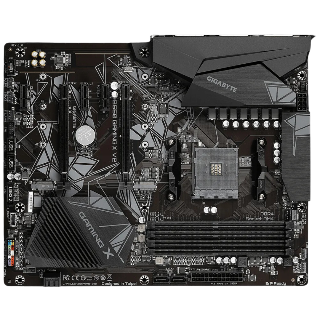 GIGABYTE B550 GAMING X V2 ATX Motherboard, AMD Socket AM4, Support for AMD Ryzen™ 5000/4000/3000 Series, DDR4 4733(O.C.), PCIe 4.0, USB 3.2 Gen 2, Q-Flash Plus, Support for Windows 11