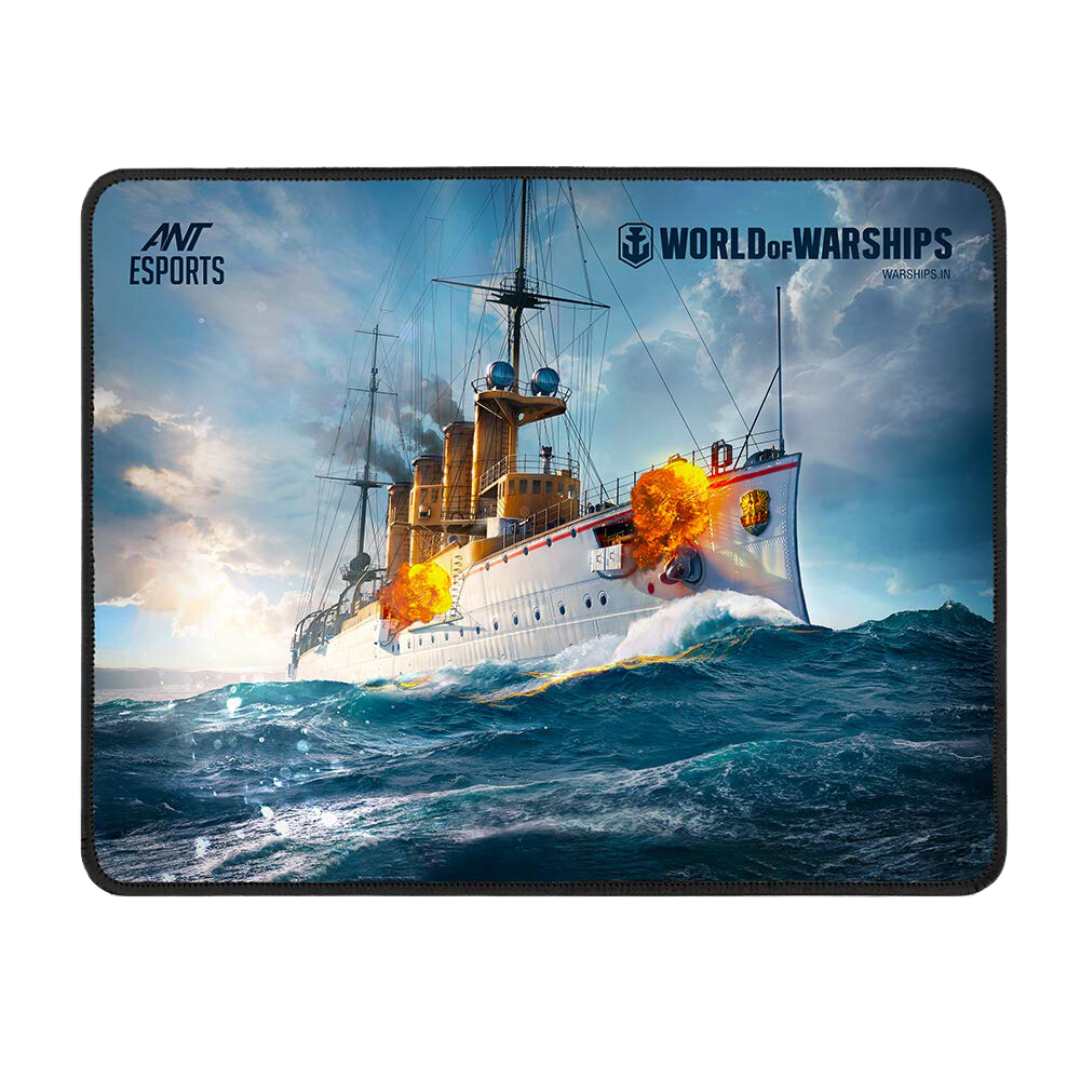 Ant Esports MP210W Waterproof Gaming Mousepad - World of Warships Edition - Black - Medium Size - Non-slip Rubber Base - 4mm Thickness