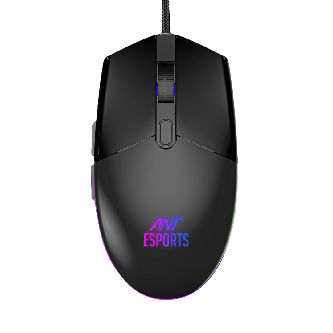 Ant Esports GM60 Wired Optical Gaming Mouse - Black, Multicolor LED, Gold Plated USB