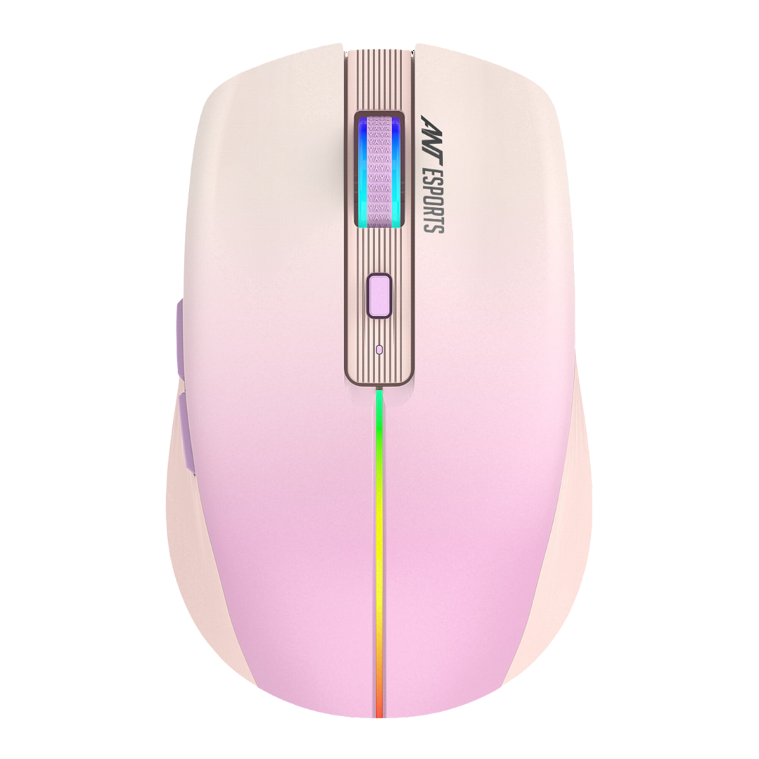 Ant Esports GM400W RGB Wireless Gaming Mouse - Light Pink, Rose 3200 DPI