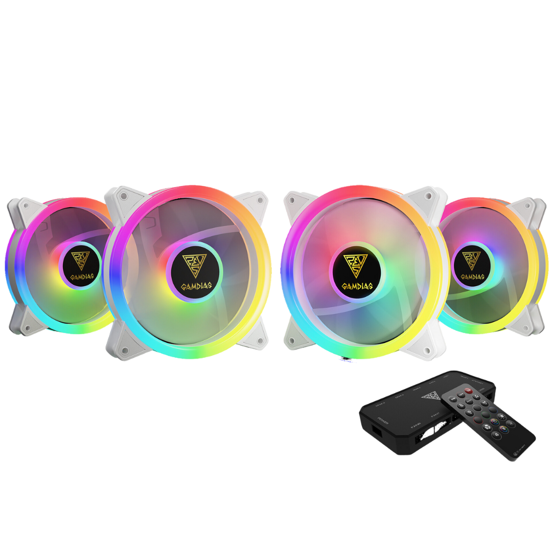 Gamdias Aelous M2-1240R White 4 Fan KIT with 120mm Neon-Flex RGB Lighting