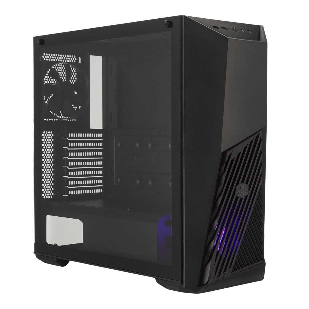 Cooler Master Masterbox K501L Mid Tower Cabinet - Black Steel, Acrylic Panel, 4x 2.5" Drive Bays, 3x 120mm Fans, ATX Support