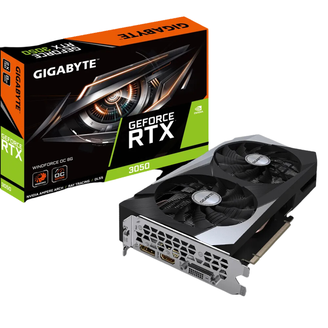 Gigabyte RTX 3050 Windforce OC 8GB Gaming Graphics Card - GeForce RTX 3050, 1822 MHz, 8GB GDDR6, PCI-E 4.0, DirectX 12 Ultimate