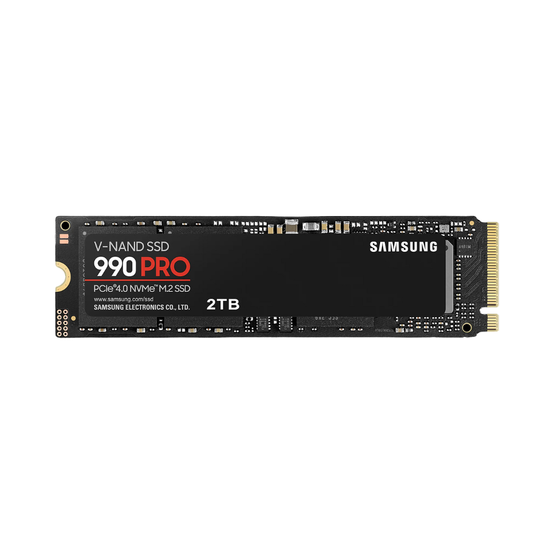 Samsung 2TB 990 Pro NVME M.2 GEN 4 SSD (MZ-V9P2T0BW) - 7,450 MB/s Sequential Read, 6,900 MB/s Sequential Write, 1,400,000 IOPS Random Read, 1,550,000 IOPS Random Write