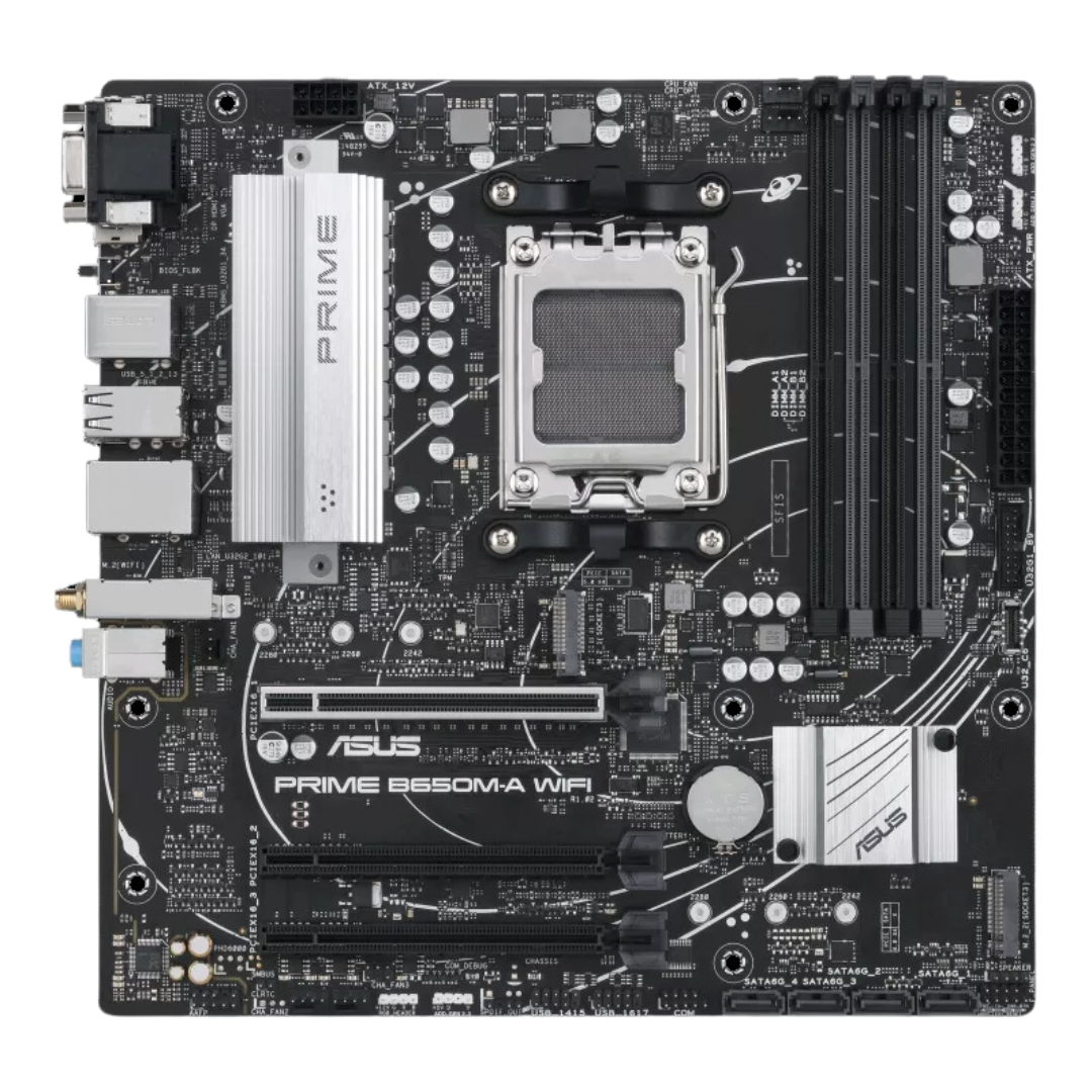 ASUS PRIME B650M-A-WIFI DDR5 Motherboard - AMD Socket AM5, PCIe 4.0, Wi-Fi 6, 2.5Gb Ethernet, Windows 11 Support