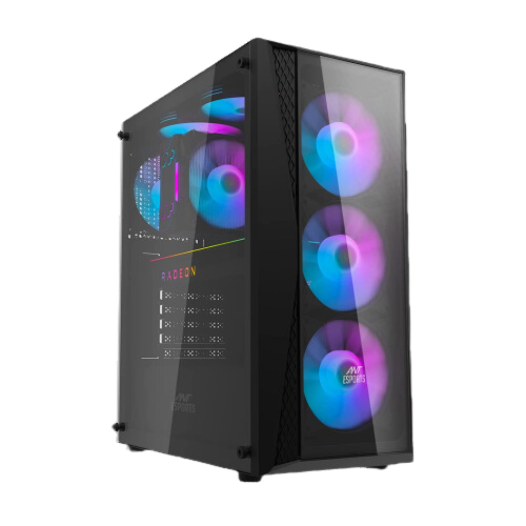 Ant Esports Chassis 220 Air Black - ATX/M-ATX/ITX, 340mm VGA, 160mm CPU, 3 Front Fans, 1 Rare Fan, 3.5Inch x2, 2.5Inch x2, 240/280/360mm Liquid Cooling Support, USB 3.0, 1 Year Warranty