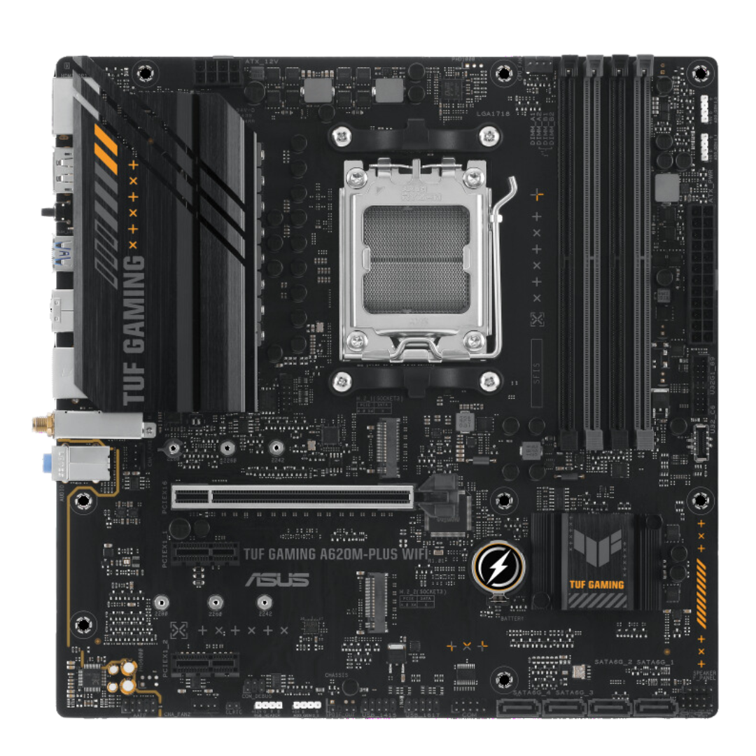 ASUS TUF Gaming A620M-Plus WIFI Motherboard - AMD AM5 Socket, DDR5 192GB, PCIe 4.0, 2.5Gb Ethernet
