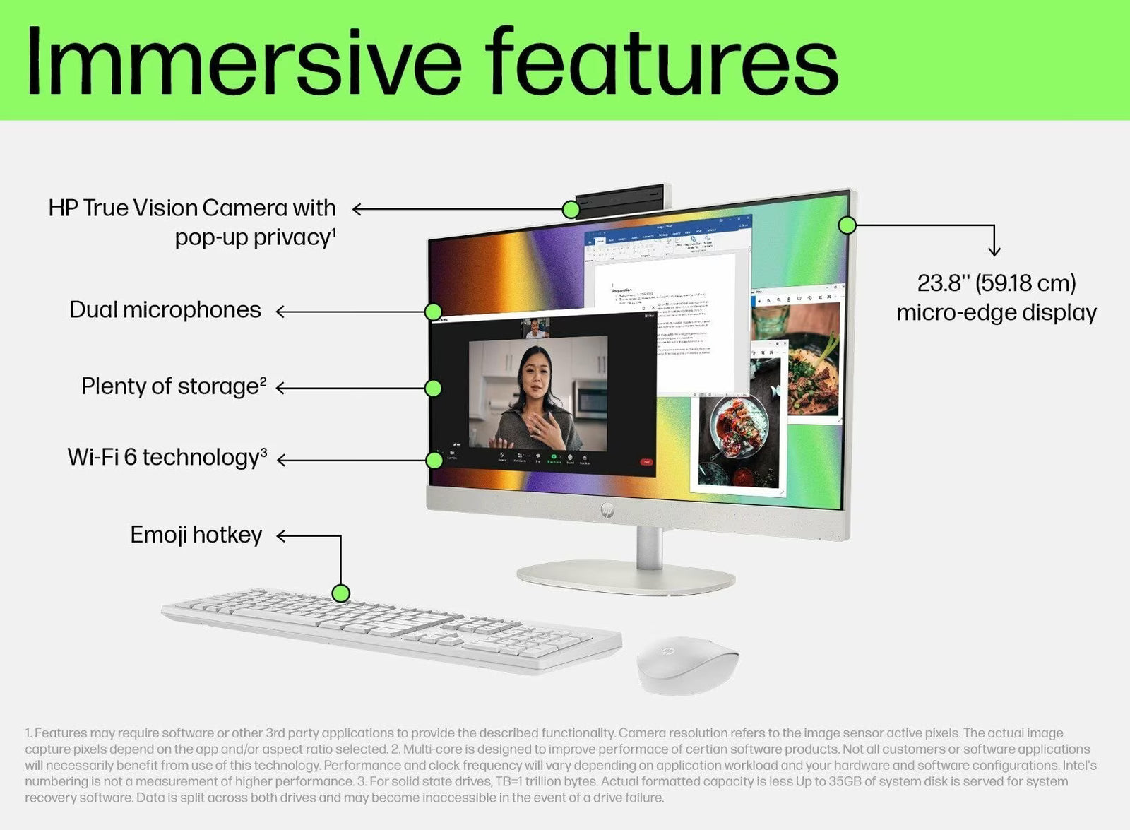 HP All In One PC, Intel Core i5, Intel Integrated Graphics, 8GB, 512 GB SSD, 23.8