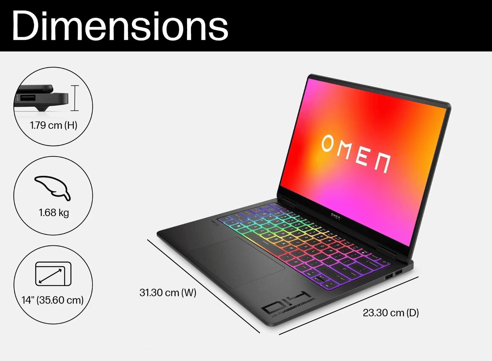 HP OMEN Transcend Gaming Laptop Intel® Core™ Ultra 7 processor, 16 GBLPDDR5x RAM, 1 TB SSD, GeForce RTX™ 4060, 14