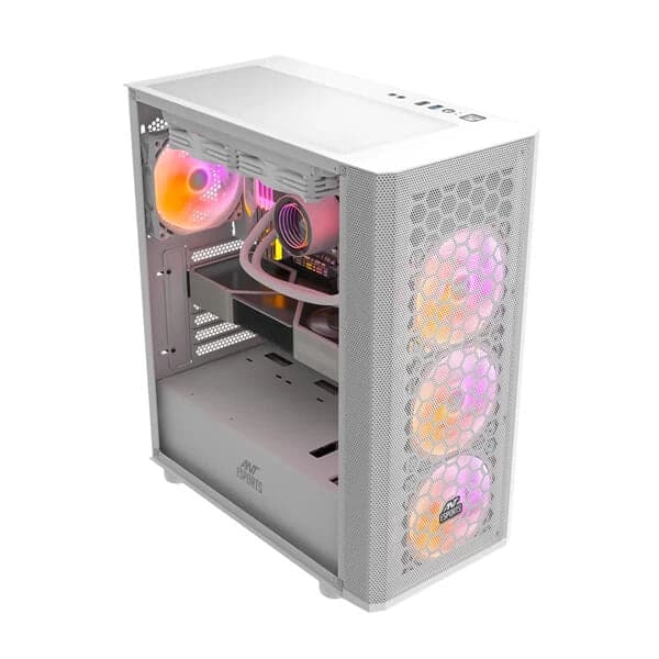 Ant Esports Chassis 250 Air White - ATX/M-ATX/ITX, 3.5"/2.5" Drive Bays, 120mm x 3/140mm x 3/200mm x2 Fan Support, 240/280/360mm Liquid Cooling Support, 350mm VGA Card Length, 160mm CPU Cooler Height, 1 x USB 2.0, 1 x USB 3.0