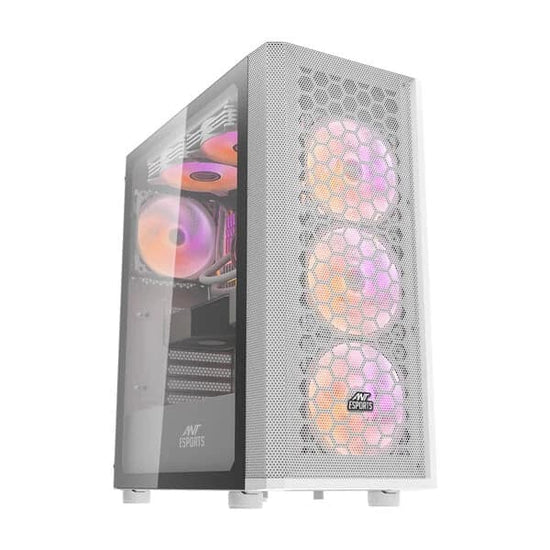 Ant Esports Chassis 250 Air White - ATX/M-ATX/ITX, 3.5"/2.5" Drive Bays, 120mm x 3/140mm x 3/200mm x2 Fan Support, 240/280/360mm Liquid Cooling Support, 350mm VGA Card Length, 160mm CPU Cooler Height, 1 x USB 2.0, 1 x USB 3.0