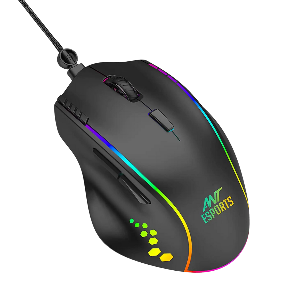 Ant Esports GM600 Wired Optical Gaming Mouse (Black) - 4800 DPI, 725F Optical Sensor