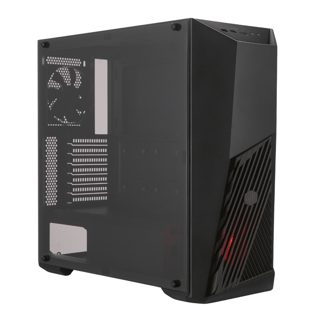 Cooler Master Masterbox K501L Mid Tower Cabinet - Black Steel, Acrylic Panel, 4x 2.5" Drive Bays, 3x 120mm Fans, ATX Support