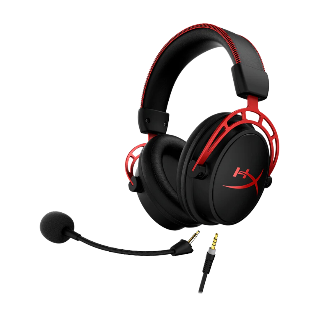 HyperX Cloud Alpha Red Wired Over Ear Headphones - 50mm Drivers & Detachable Mic