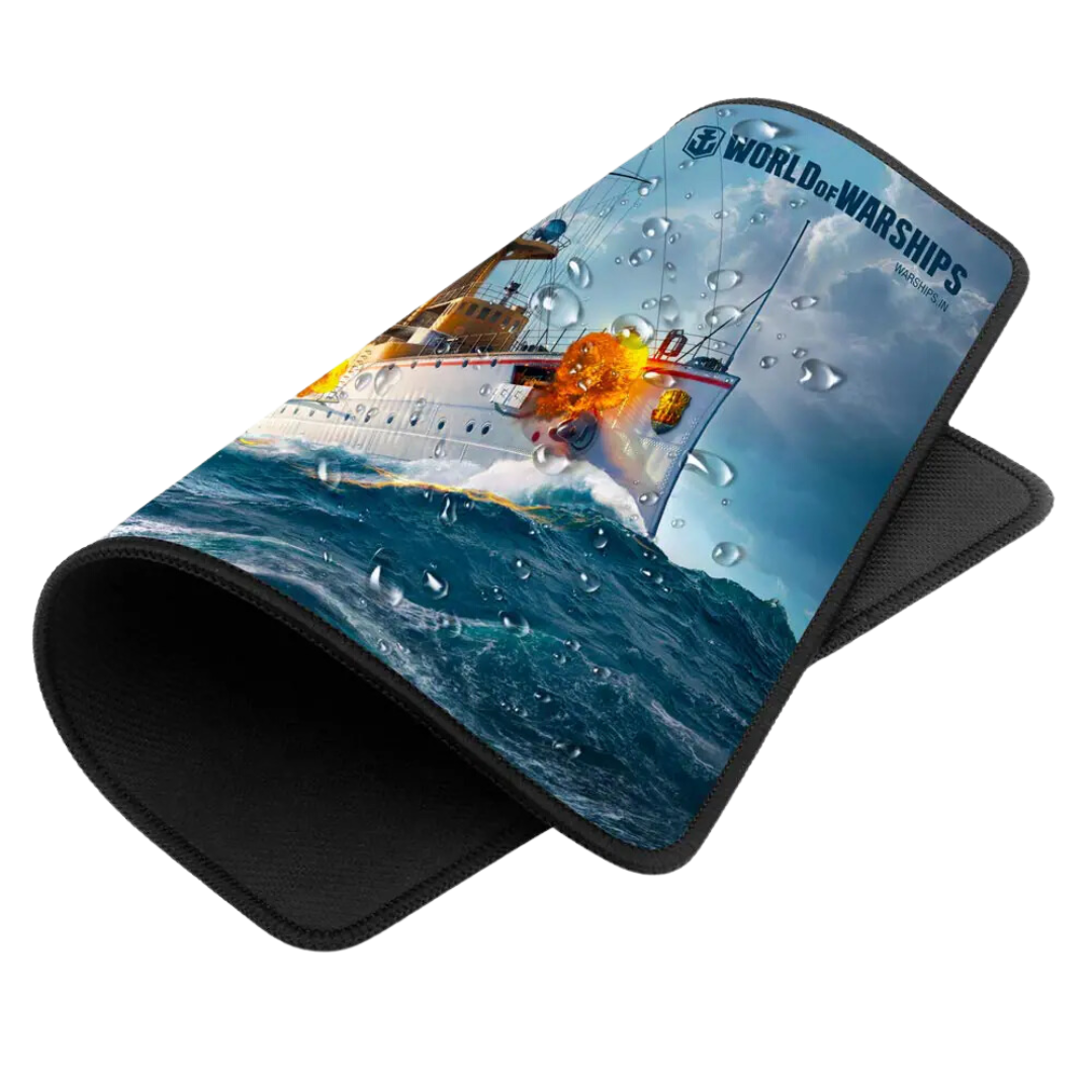 Ant Esports MP210W Waterproof Gaming Mousepad - World of Warships Edition - Black - Medium Size - Non-slip Rubber Base - 4mm Thickness