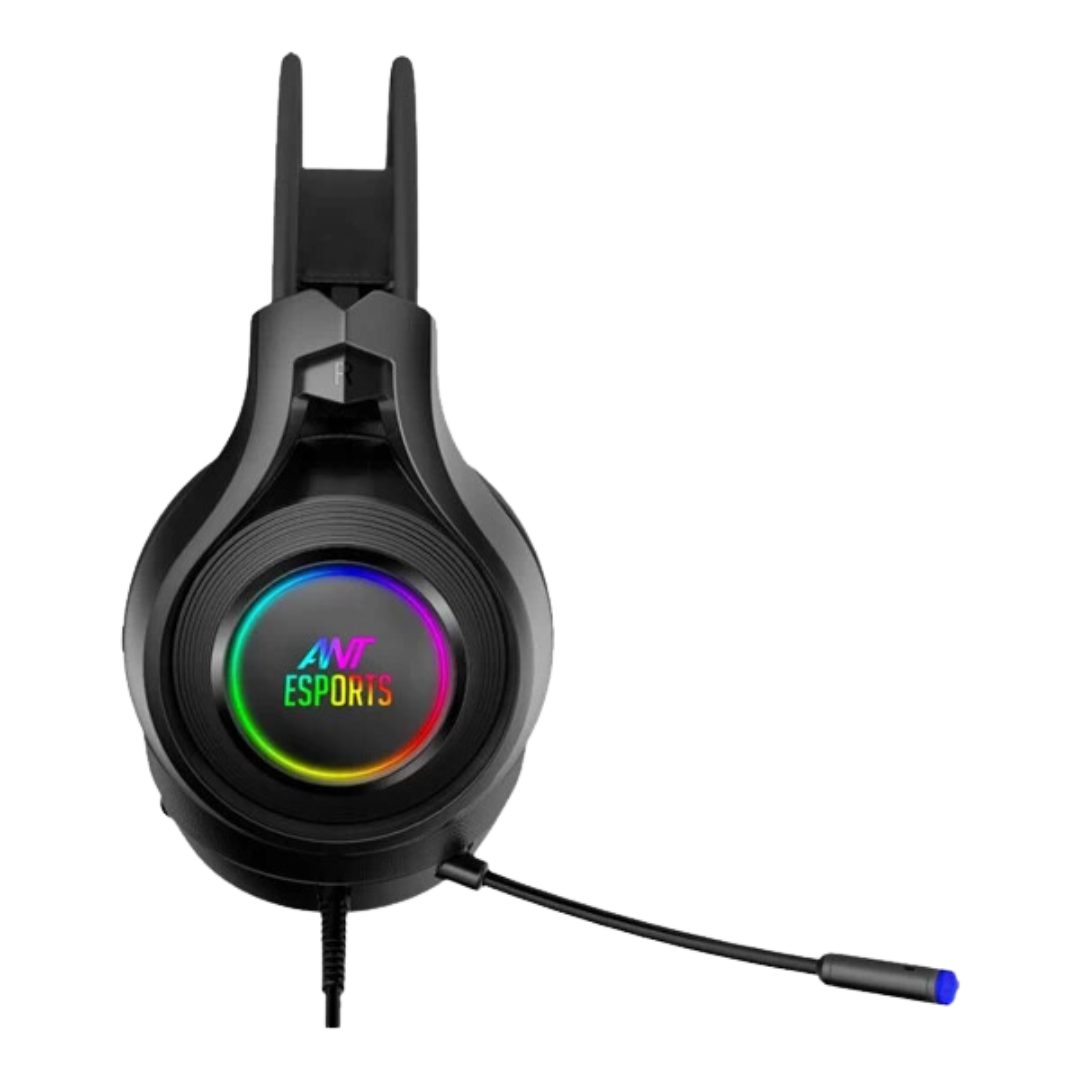 Ant Esports H570 USB 7.1 Surround Sound Gaming Headset- Black 7.1 Channel Stereo, 50mm Speaker, Noise-canceling Mic, USB Connectors, RGB LED lights