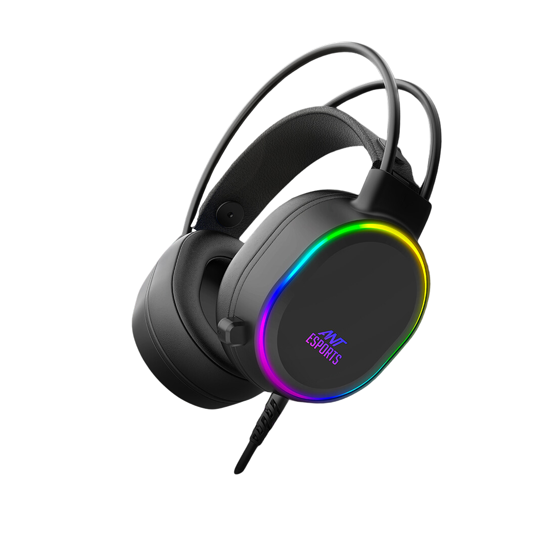 Ant Esports H1000 Pro RGB Gaming Headset - Black, 50mm Speaker, Omni Directional Mic, USB+3.5mm Connector