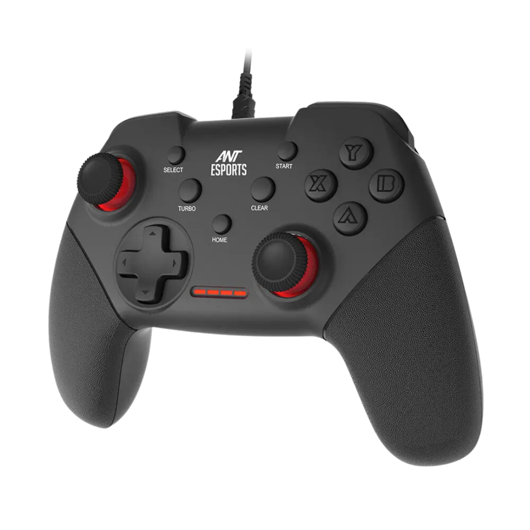 Ant Esports GP100 Wired Gamepad - Black, Wide Compatibility, Dual Vibrators, Customizable TURBO