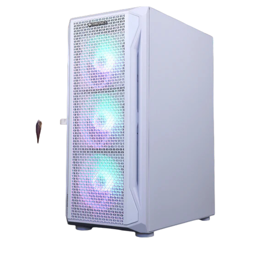 Zebronics Ronin Mid Tower Computer Case - EATX/ATX/mATX, Tempered Glass Side Panels, ARGB LED Fan, Max Drive Support, 320mm VGA Size