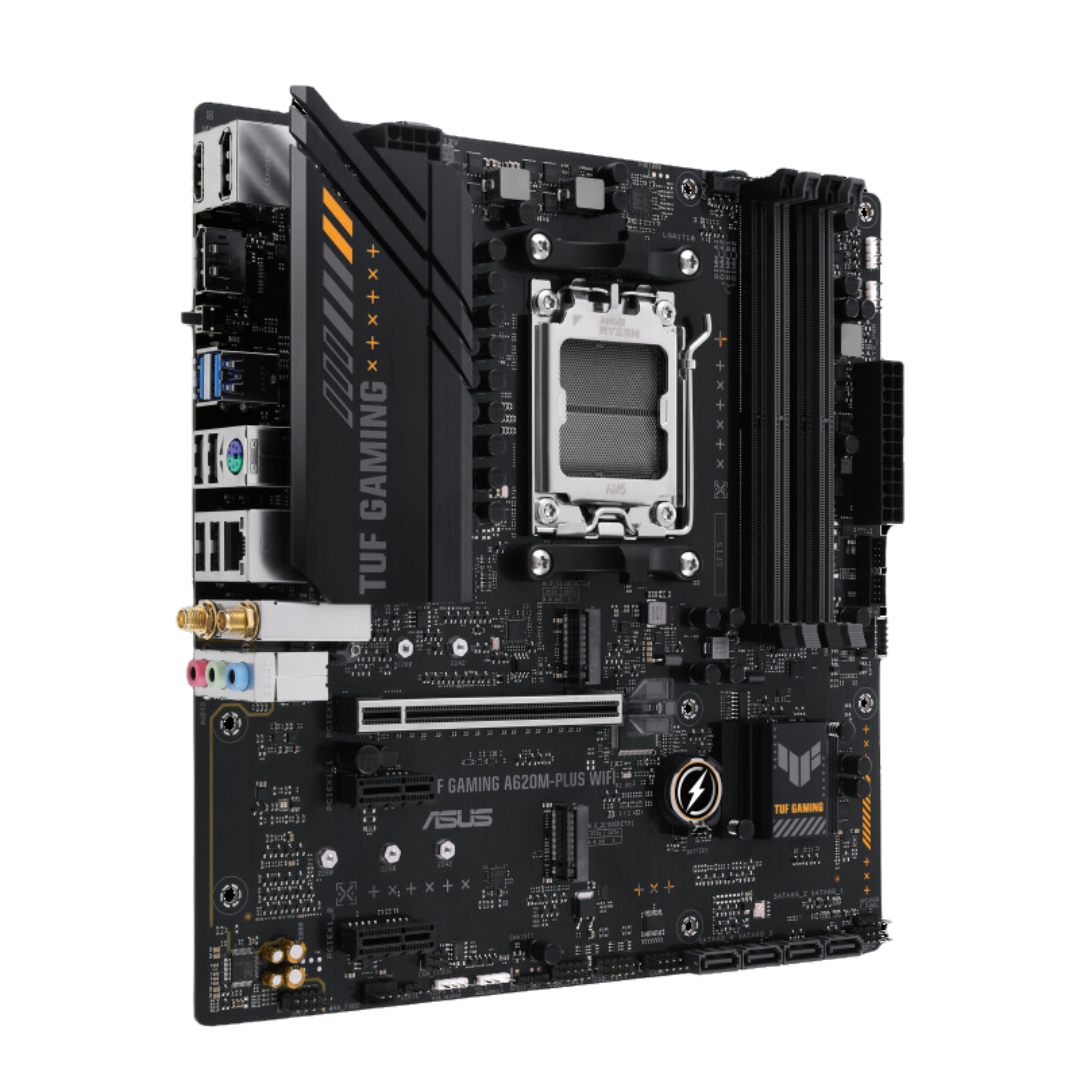 ASUS TUF Gaming A620M-Plus WIFI Motherboard - AMD AM5 Socket, DDR5 192GB, PCIe 4.0, 2.5Gb Ethernet