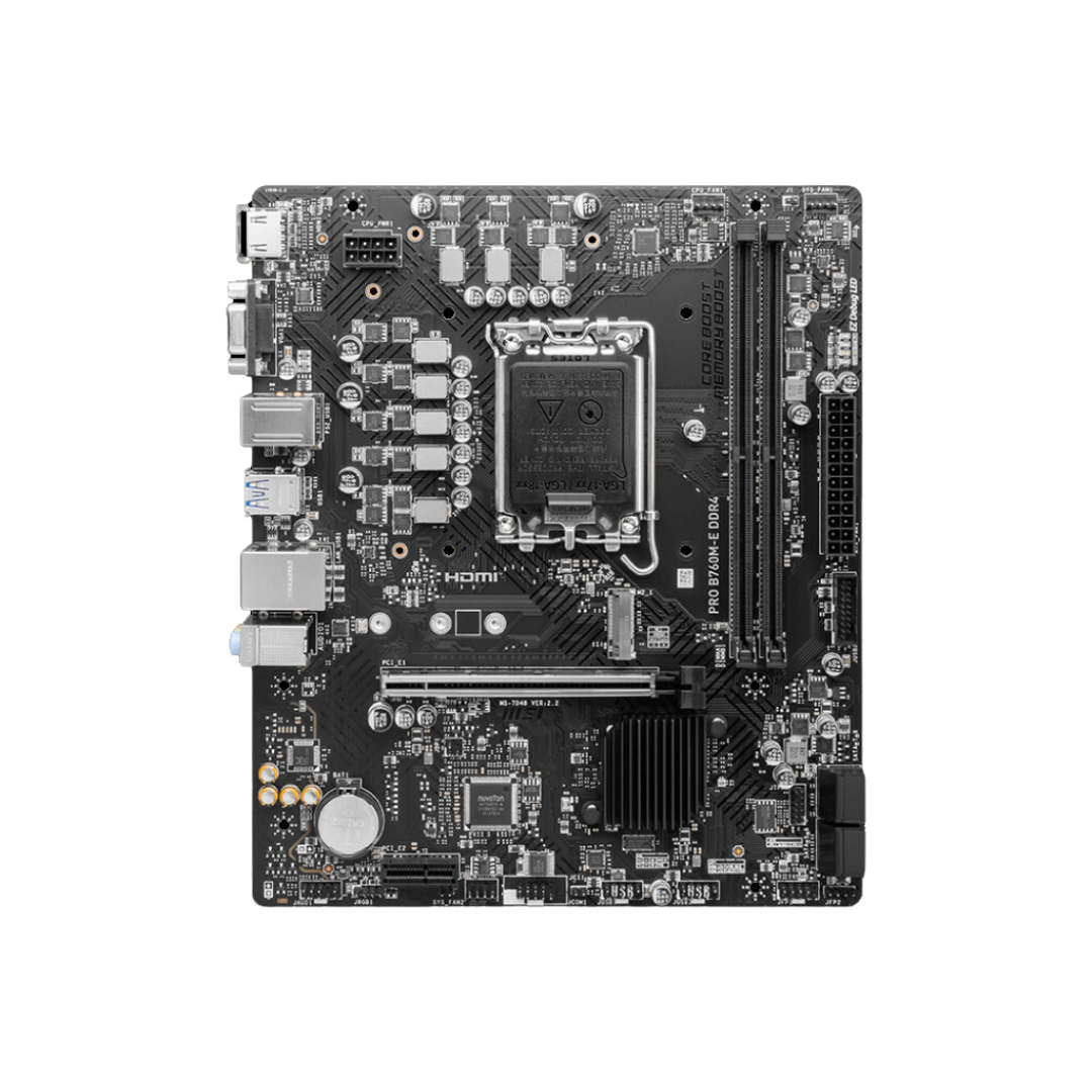 MSI PRO B760M-E DDR4 Motherboard: Intel 14th/13th/12th Gen CPU Support,
64GB Memory, PCIe 4.0, SATA RAID, Windows 11 Support