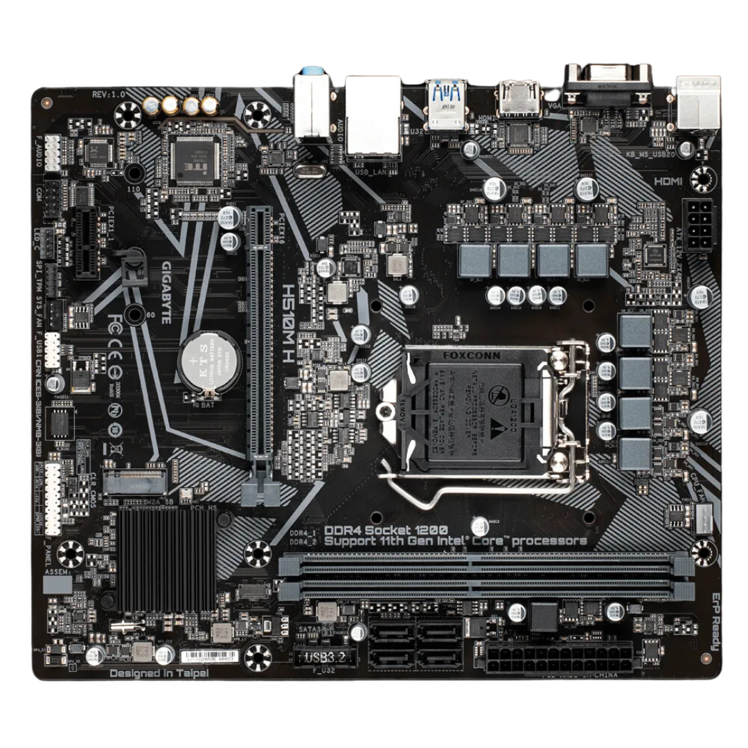 Gigabyte H510M H Micro ATX Motherboard, Intel 10th/11th Gen CPU, Q-Flash, PCIe 4.0, DDR4 RAM Support