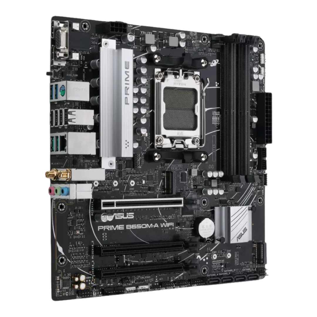 ASUS PRIME B650M-A-WIFI DDR5 Motherboard - AMD Socket AM5, PCIe 4.0, Wi-Fi 6, 2.5Gb Ethernet, Windows 11 Support