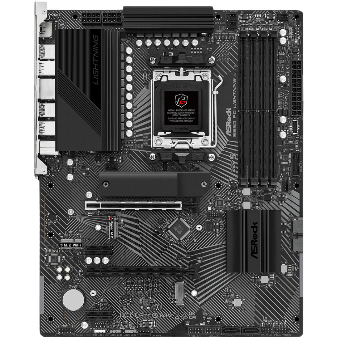 ASRock B650 PG Lightning Motherboard with PCIe Gen5, Dual Channel DDR5, and 2.5G LAN