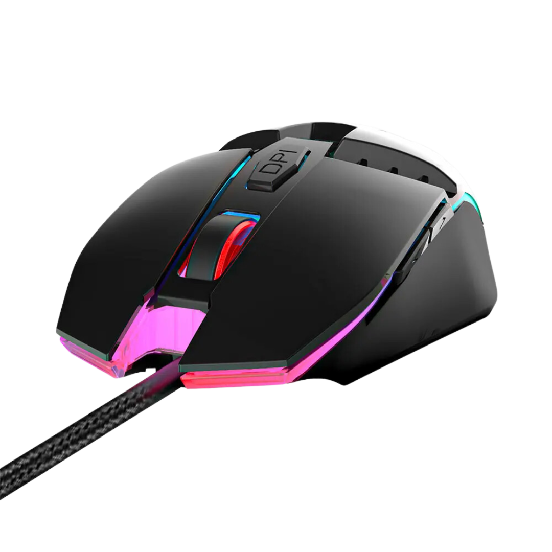 Ant Esports GM50 Wired Optical Gaming Mouse - Black, 3600 DPI, Multicolor LED, Gold Plated USB