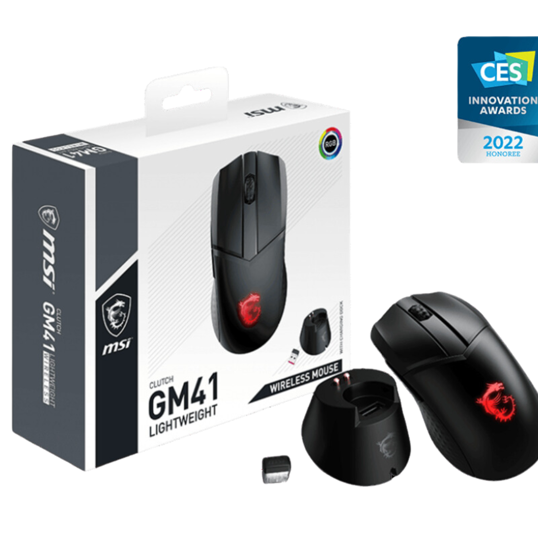 MSI Clutch GM41 Lightweight Wireless Gaming Mouse 20K DPI RGB 80H LED 6 Buttons