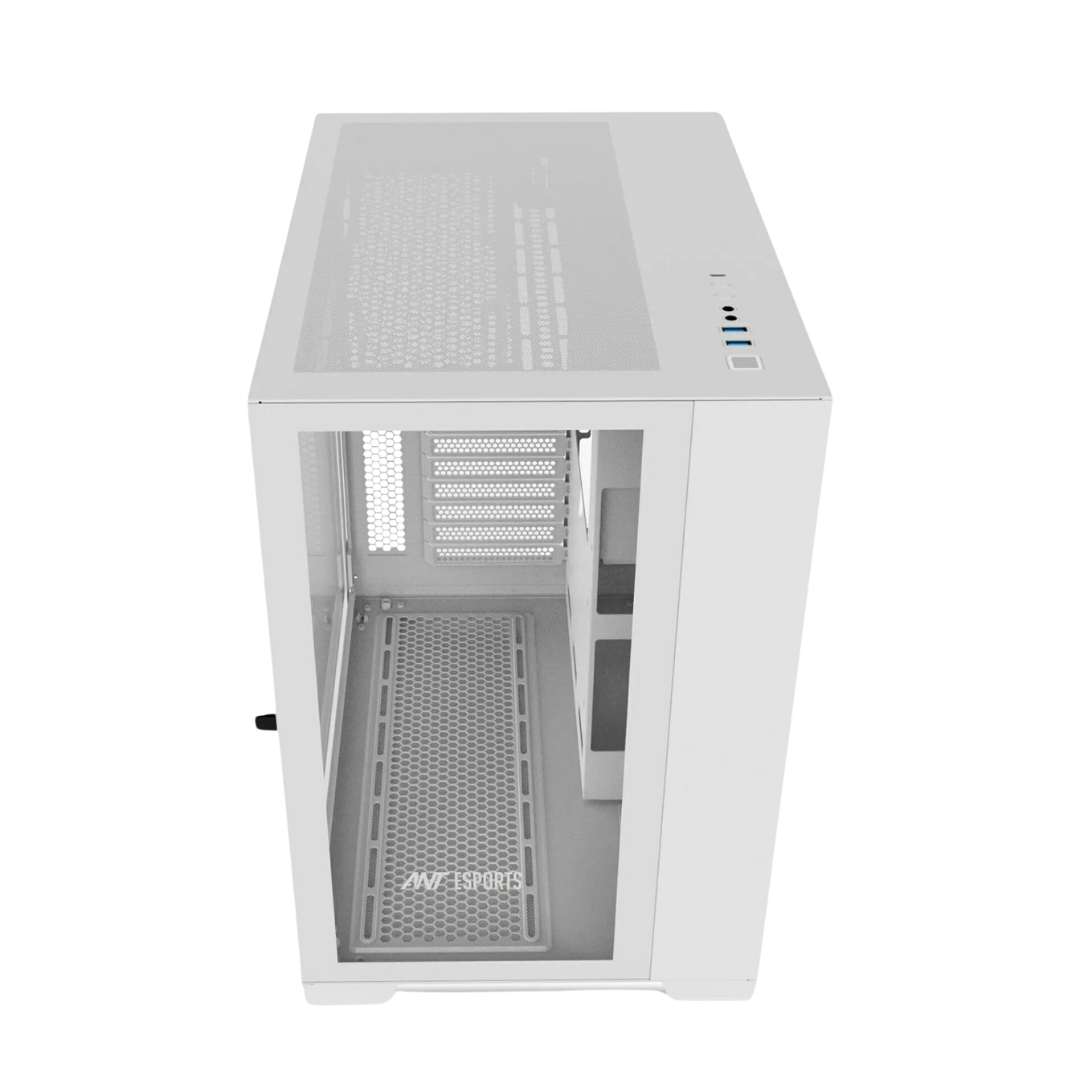 Ant Esports Crystal XL ATX White Cabinet with 3 Front Fans