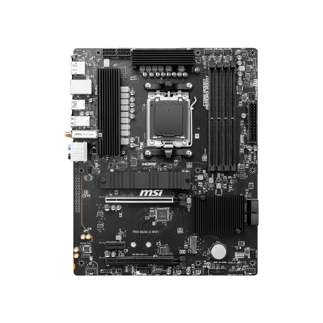 MSI Pro B650-S Wifi Motherboard: AMD Ryzen Support, DDR5 Memory, HDMI 2.1, PCIe 4.0, 2.5G LAN, Wi-Fi 6E, Bluetooth 5.3, 7.1 Channel Audio, ATX Size